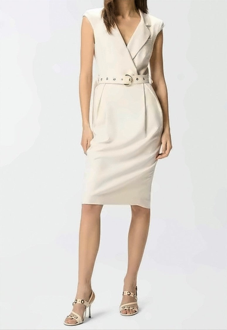 Pinko Amadine V Neck Belted Midi Dress