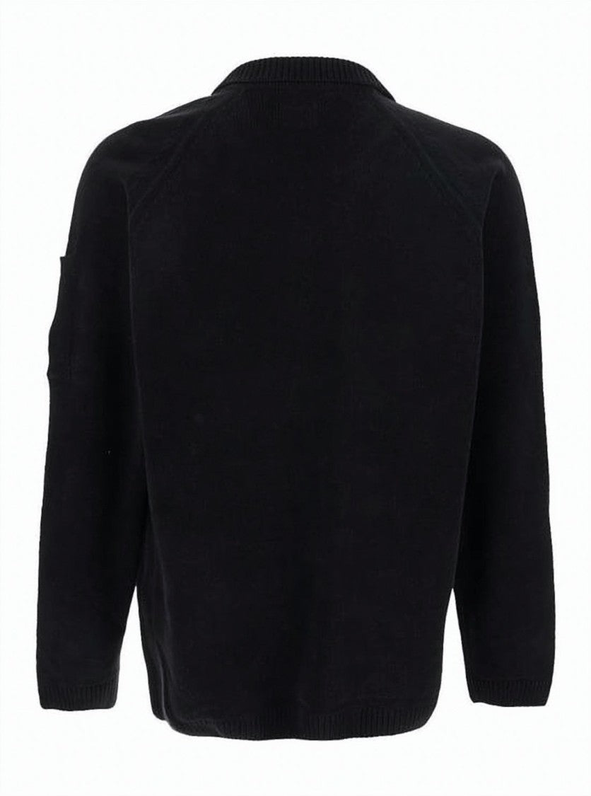 C.P. Company Chenille Cotton Polo Sweater With Unique Lens Detail