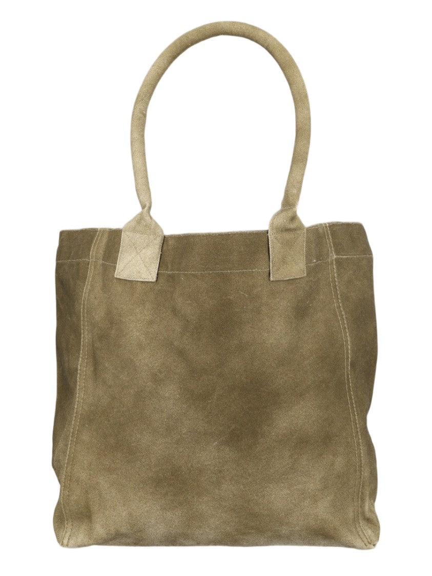 Isabel Marant Brown Embroidered Logo Suede Tote Bag