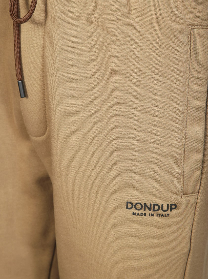 Dondup Relaxed Fit Brown Pants With Adjustable Waistband And Ribbed Cuffs