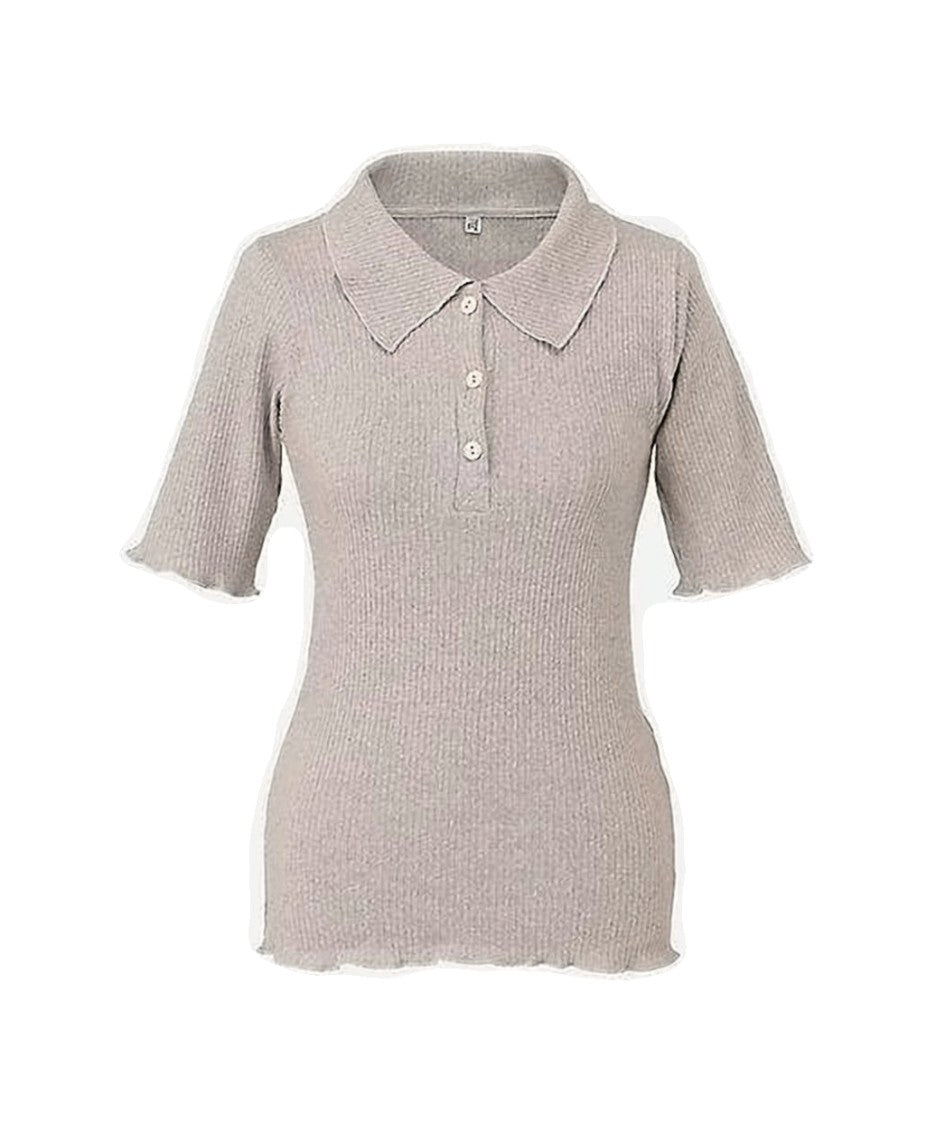 Baserange Ribbed Knit Polo Shirt