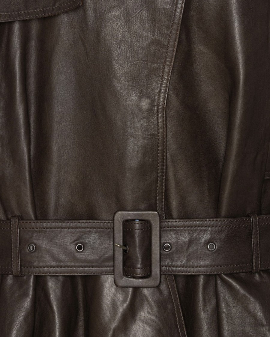Rotate Structured Brown Biker Jacket With High Collar And Buckle Details