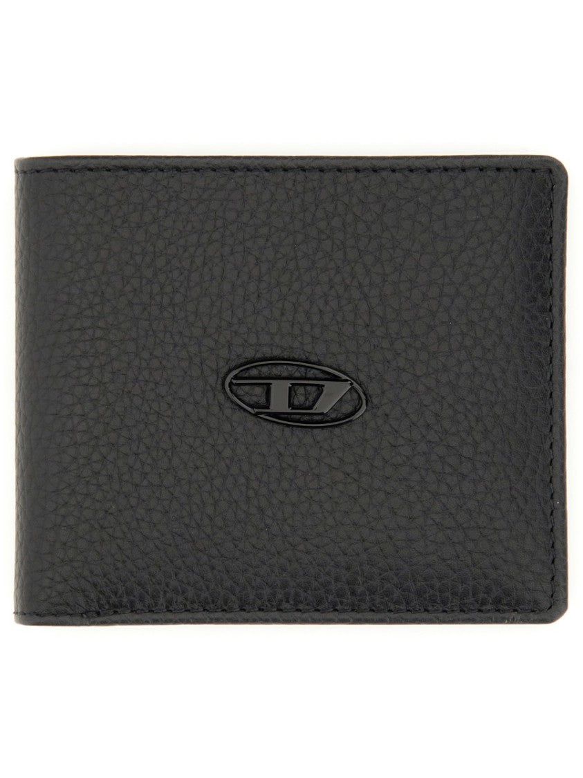 Diesel Textured Bi-Fold Wallet With Oval Emblem