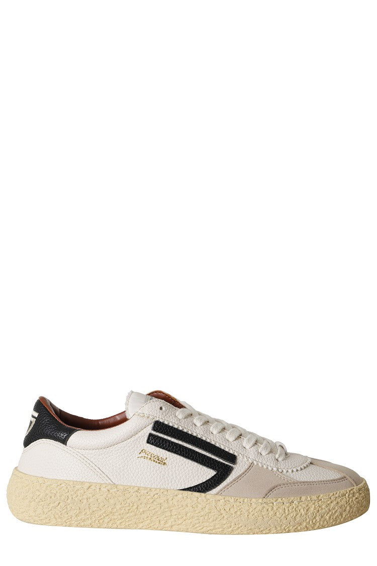 Puraai White 1.01 Vintage Logo Details Leather Rubber Sneakers