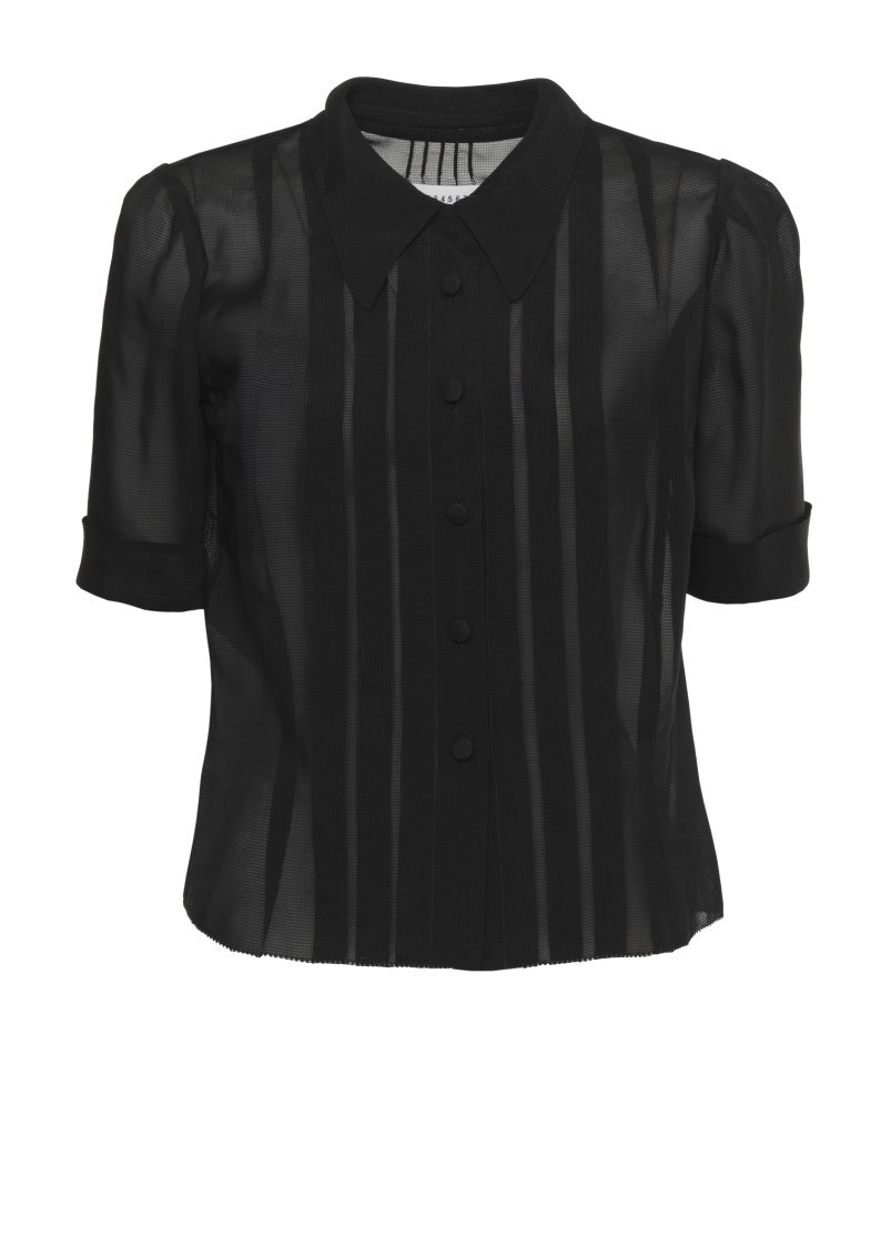Maison Margiela Black Viscose Pleated Shirt