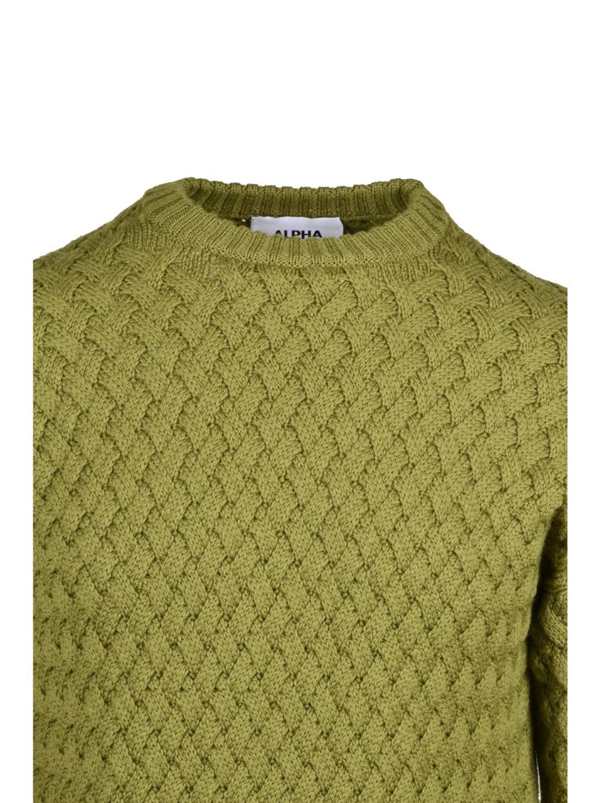 Alpha Studio Chunky Cable Knit Sweater In Pistachio Green