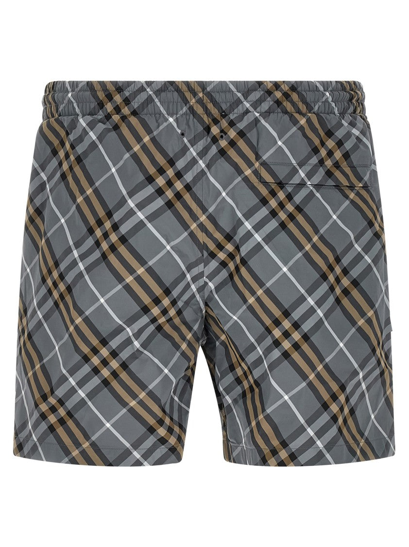Burberry Check-Print Nylon Swim Shorts With Adjustable Drawstring