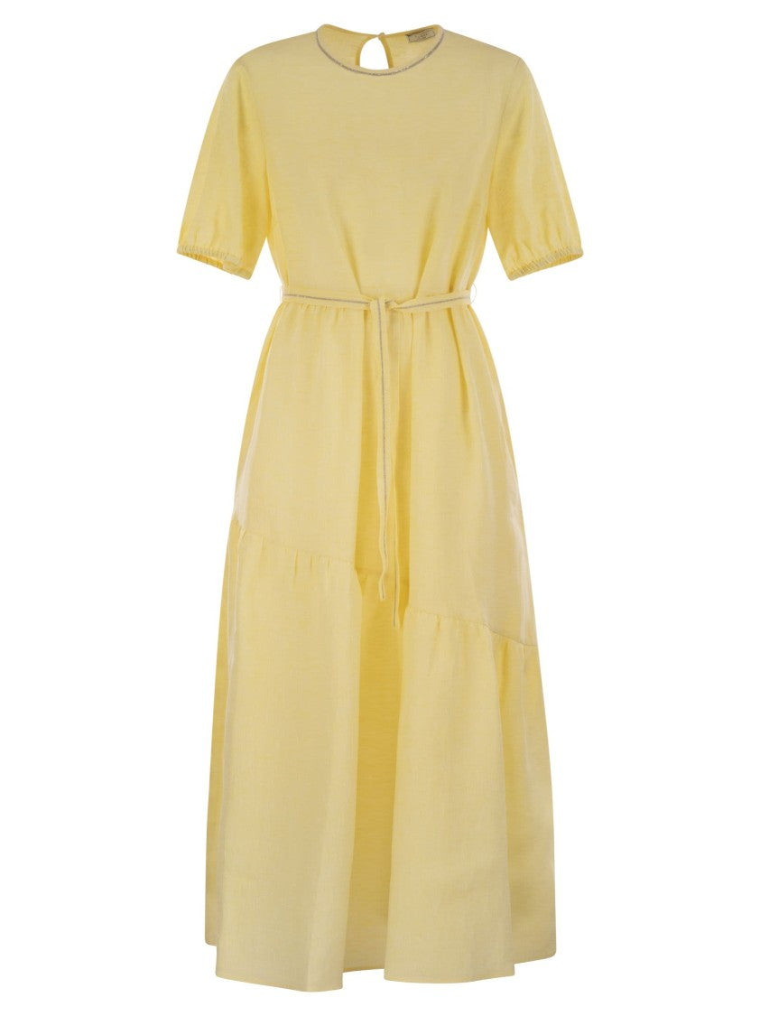 Peserico Long Dress In Pure Linen