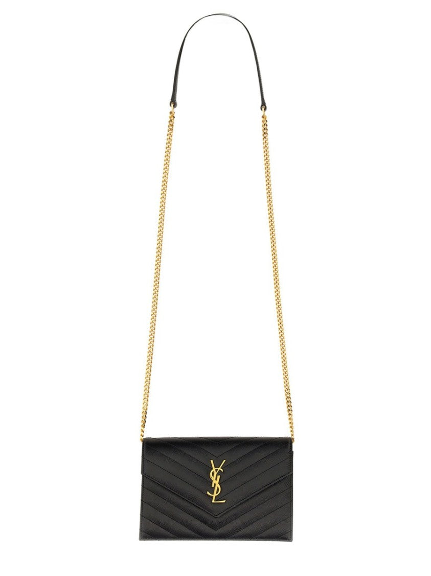 Saint Laurent "Envelope Cassandre" Wallet With Chain