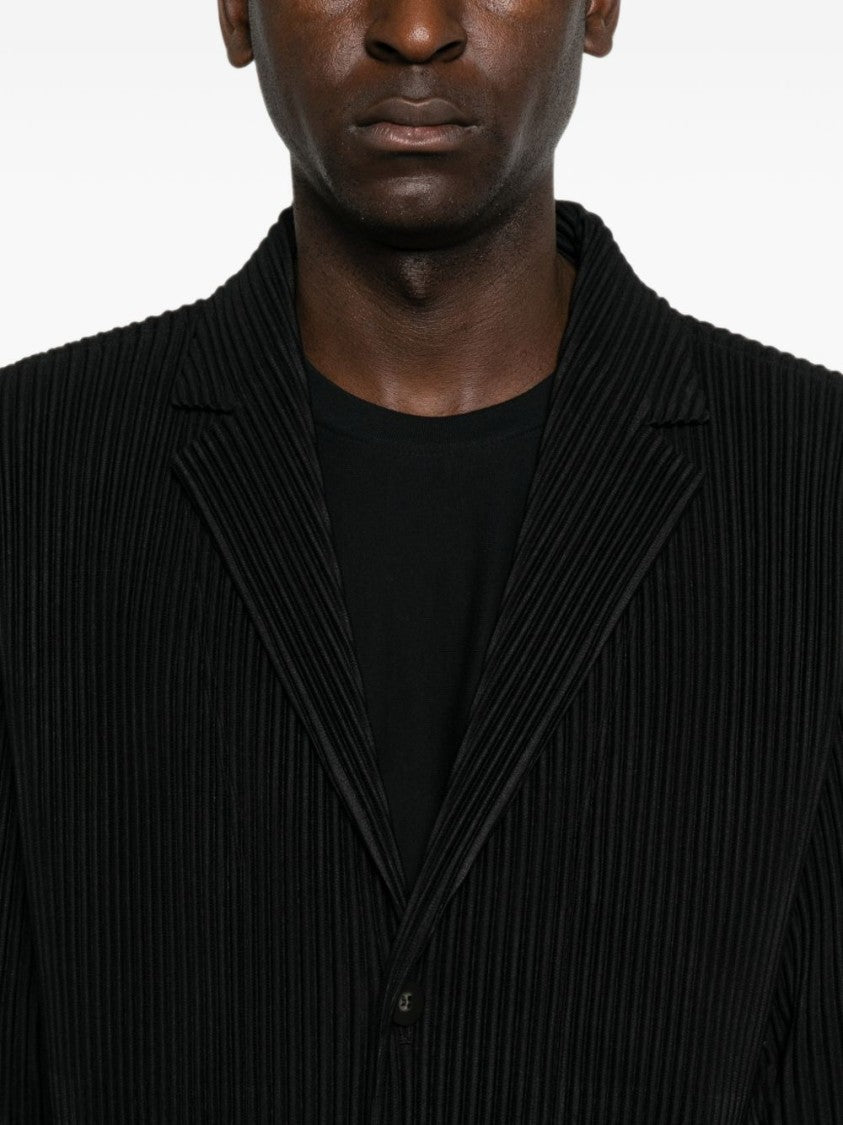 Homme Plissé Issey Miyake Boxy Ribbed Notched Lapel Jacket