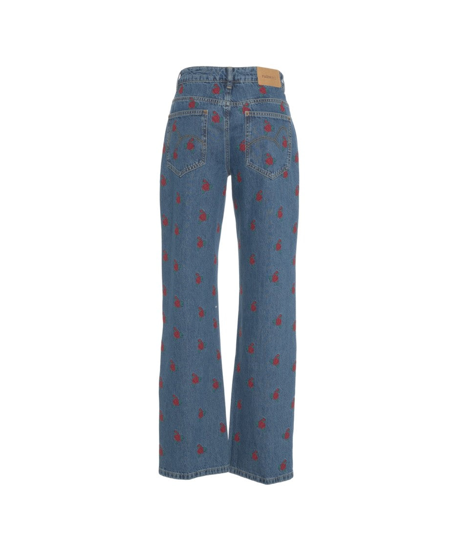 Farm Rio Floral Embroidered Jeans