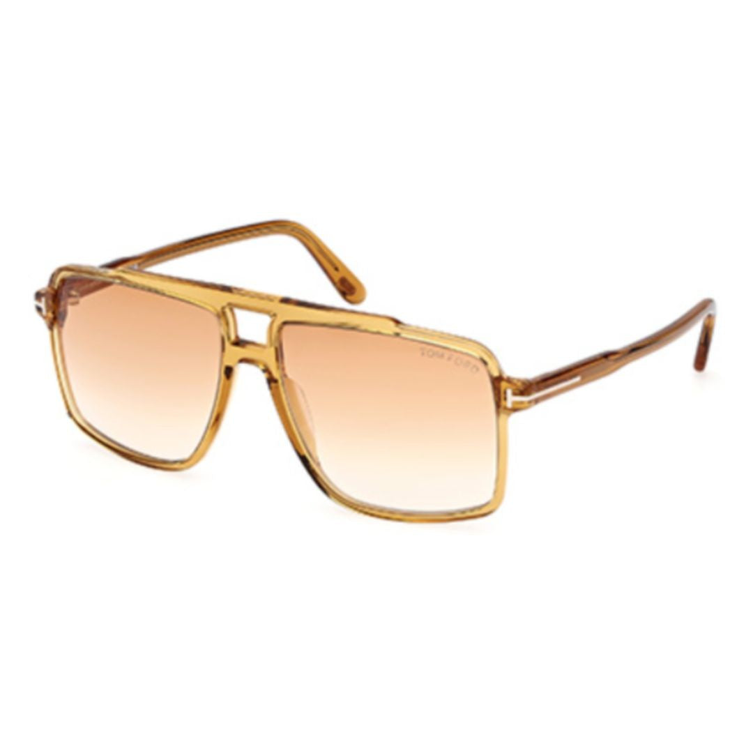 Tom Ford Oversized Square Frame Sunglasses In Translucent Amber