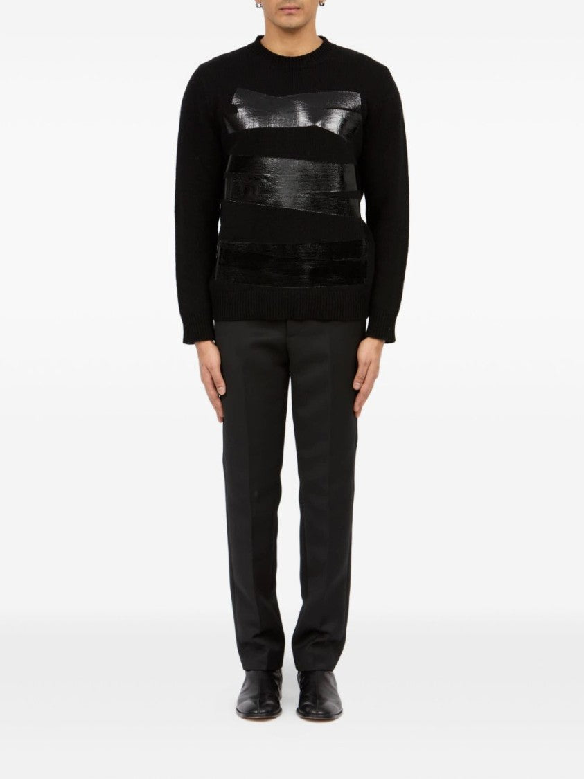Mm6 By Maison Margiela Crew Neck Sweater With Metallic Stripe Detail