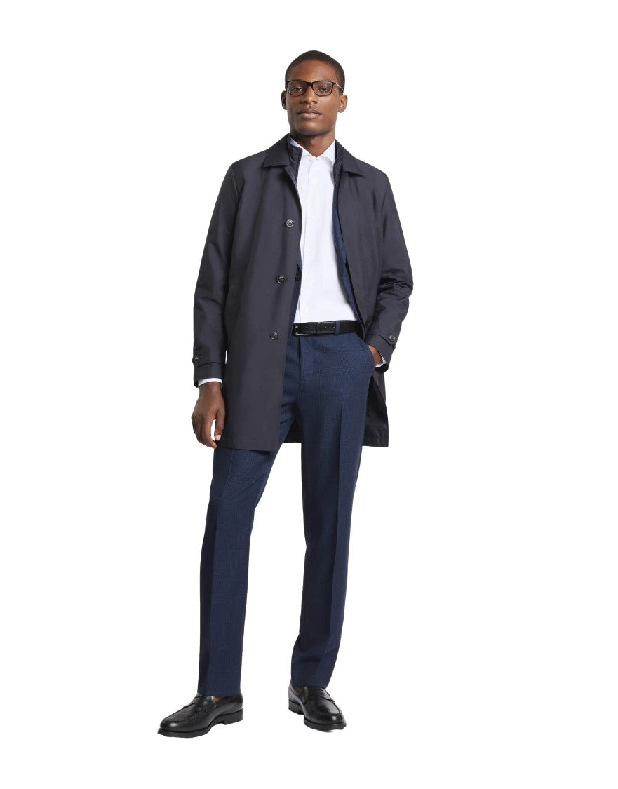 Fay Morning Db Front Trench Coat In Baltic Blue