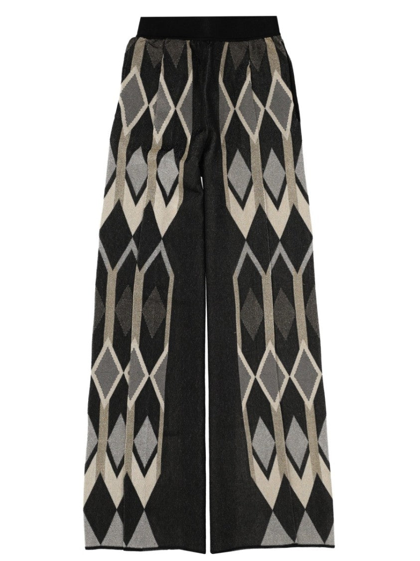 Circus Hotel Neutrals Geometric Lamé Jacquard Wide-Leg Pants