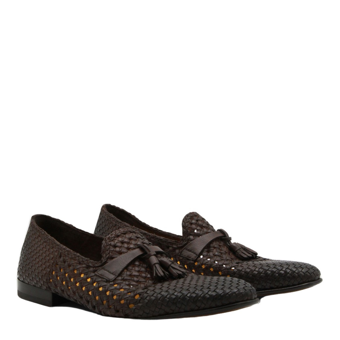 Doucal's Woven Leather Slip-On Shoes With Tassel Detail