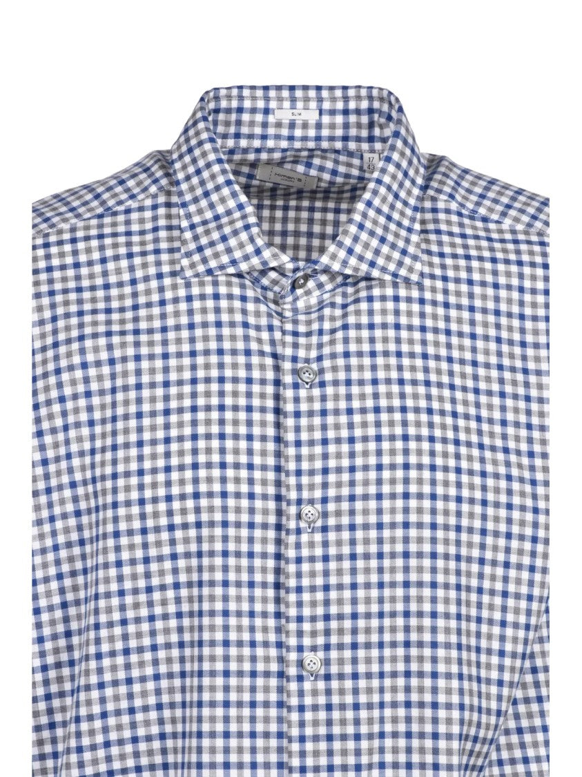 Himon's Light Blue Checkered Cotton Shirt