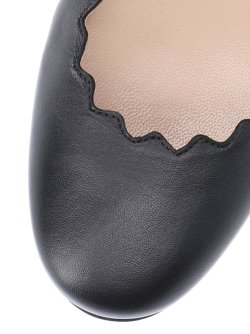 Chloé Pointed-Toe Scalloped-Edge Flats