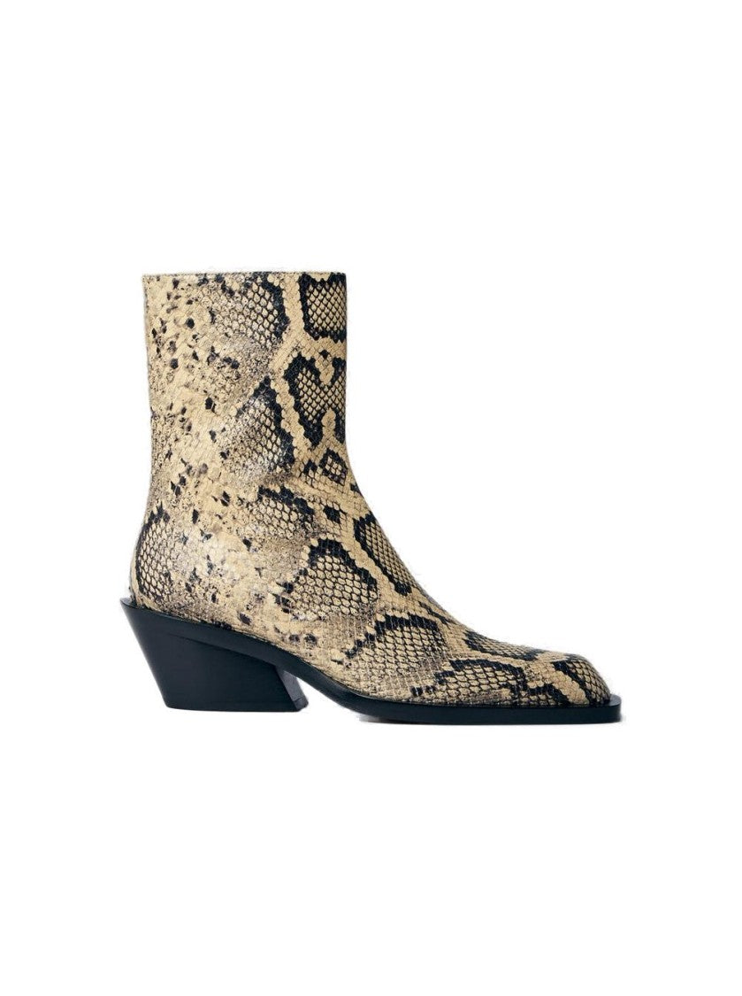 Jil Sander Jay Snakeskin Print Ankle Boots