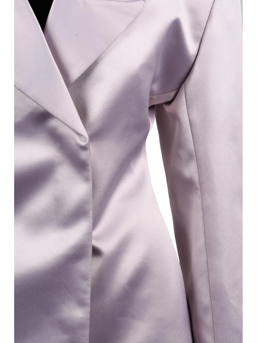 16 Arlington Long Satin Jacket With Tailored Silhouette And Button Closure