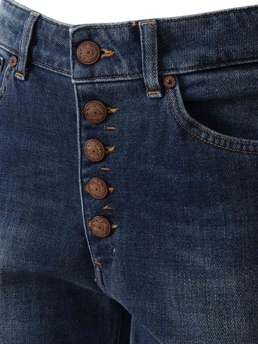 Dondup High-Waisted Distressed Denim Jeans With Rolled Cuffs