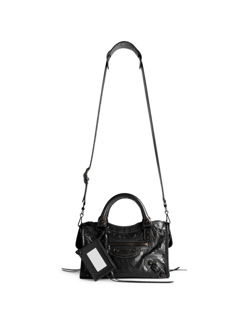 Balenciaga Black Textured Braided Leather Shoulder Bag