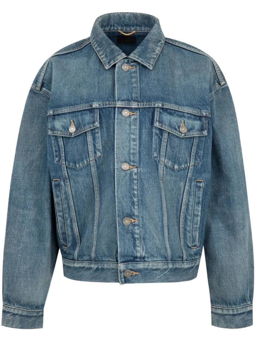 Saint Laurent 70S Cropped Denim Trucker Jacket