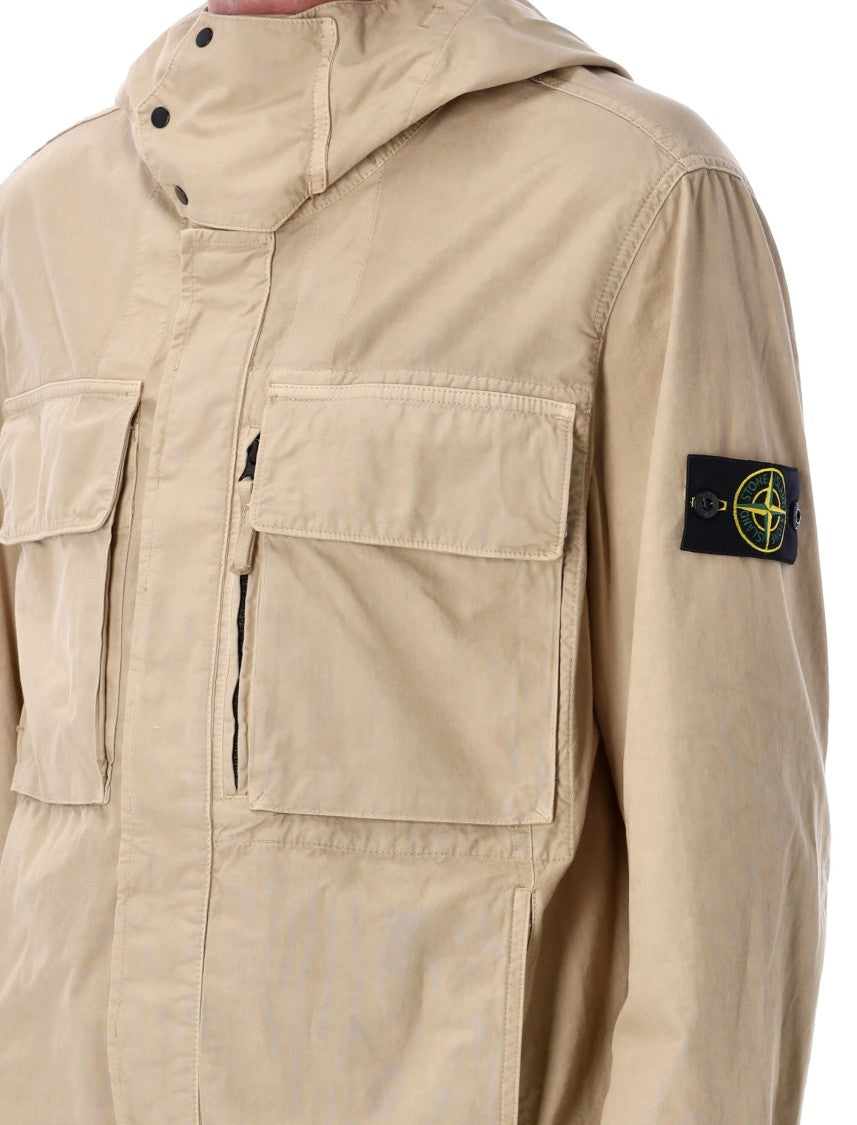 Stone Island Canvas Weave Cotton Hooded Field Jacket