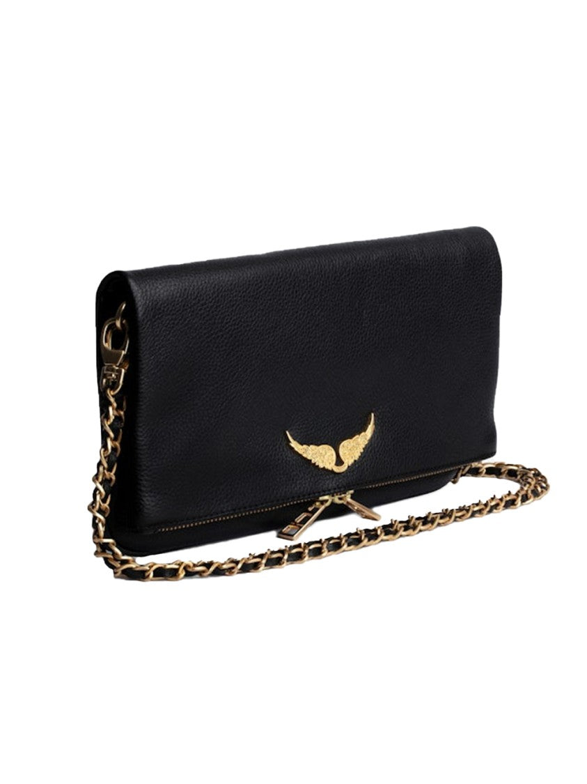 Zadig & Voltaire Rock Grained Leather Shoulder Bag With Gold-Tone Details