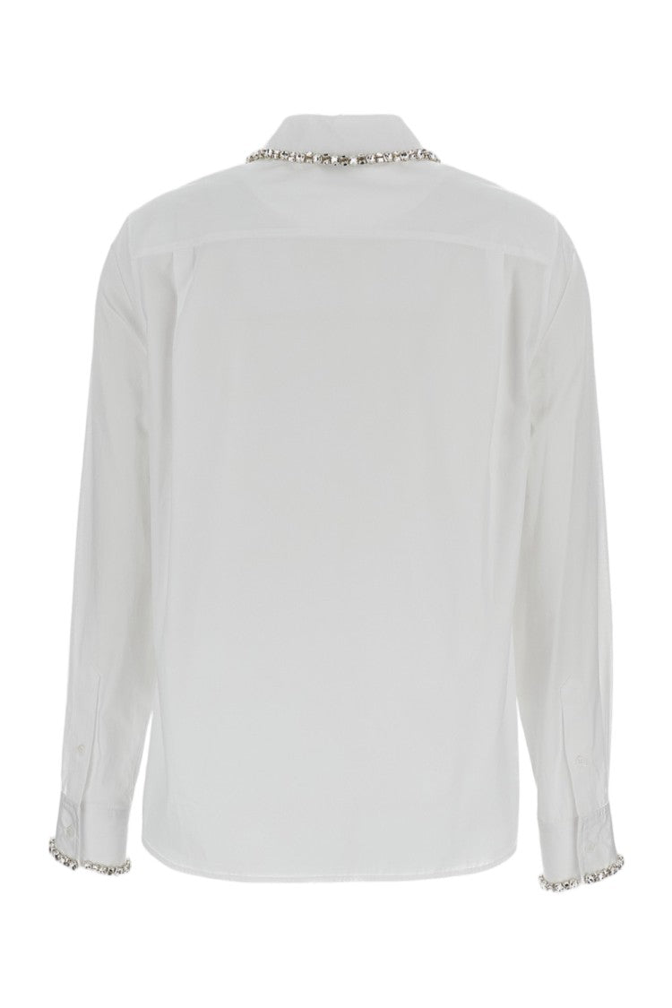 Alexander Mcqueen Classic-Cut White Cotton Shirt With Crystal Embroidery