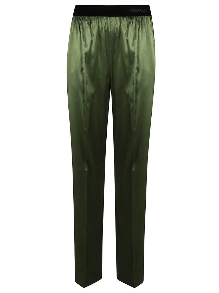 Tom Ford Smooth Silk Trousers With Logo Lettering