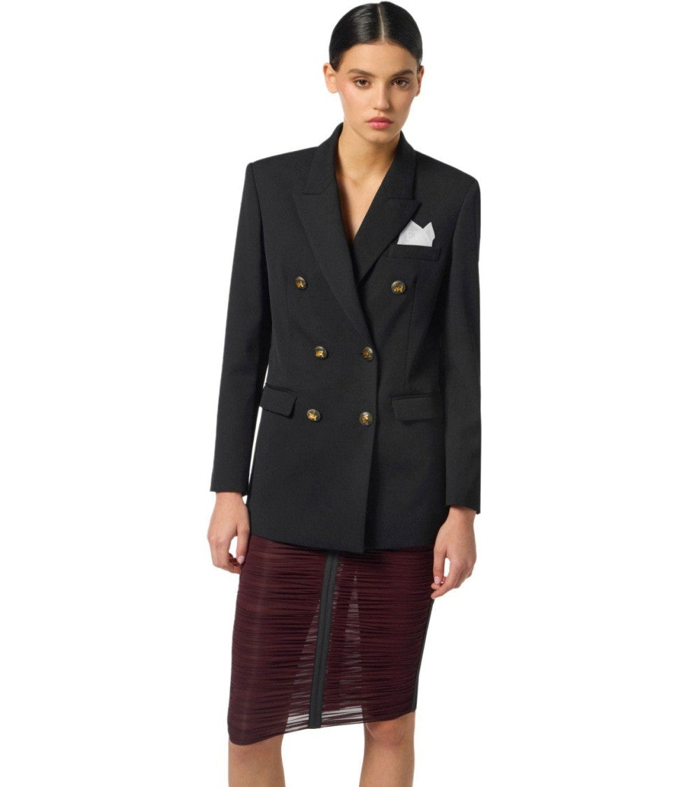 Elisabetta Franchi Black Double-Breasted Blazer