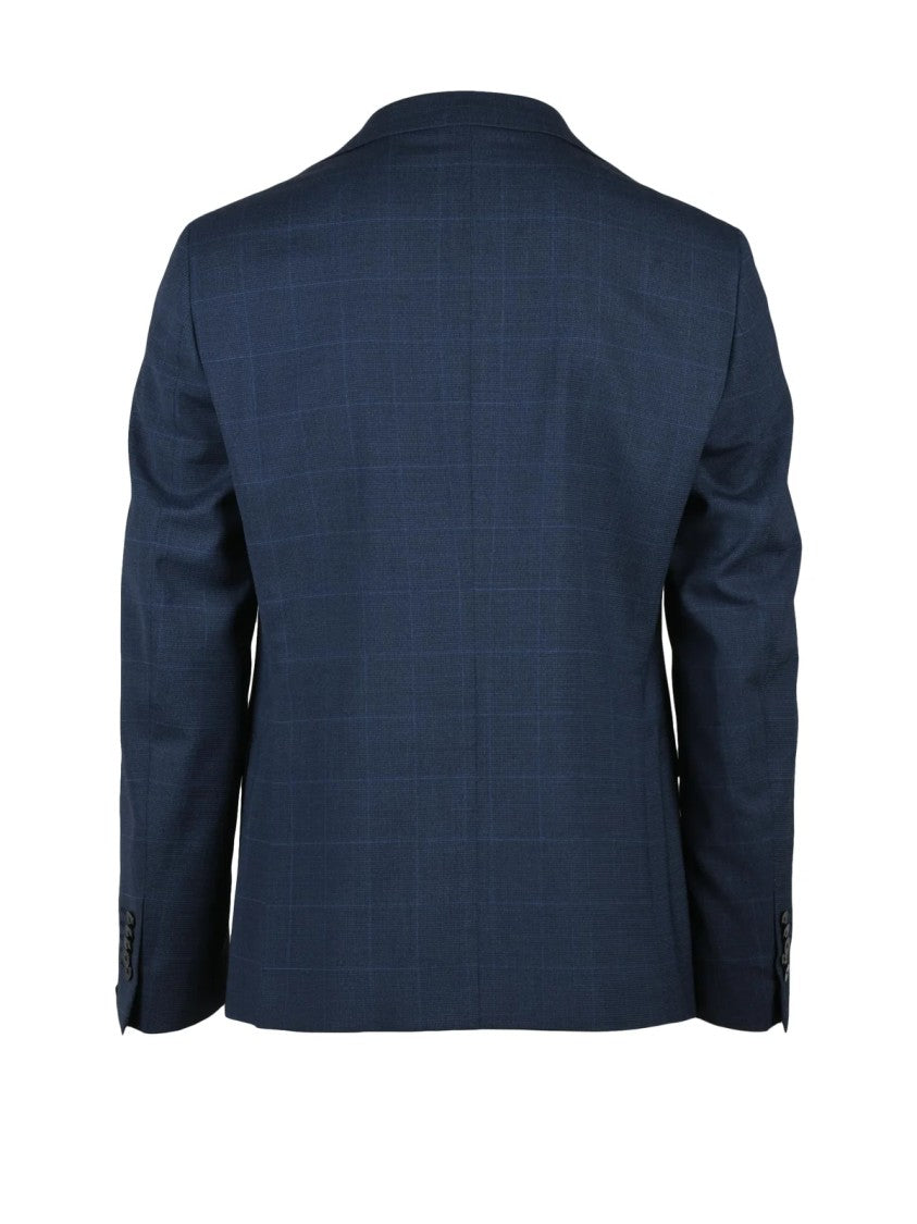 Paoloni Tailored Two-Piece Suit With Notch Lapels And Subtle Check Pattern