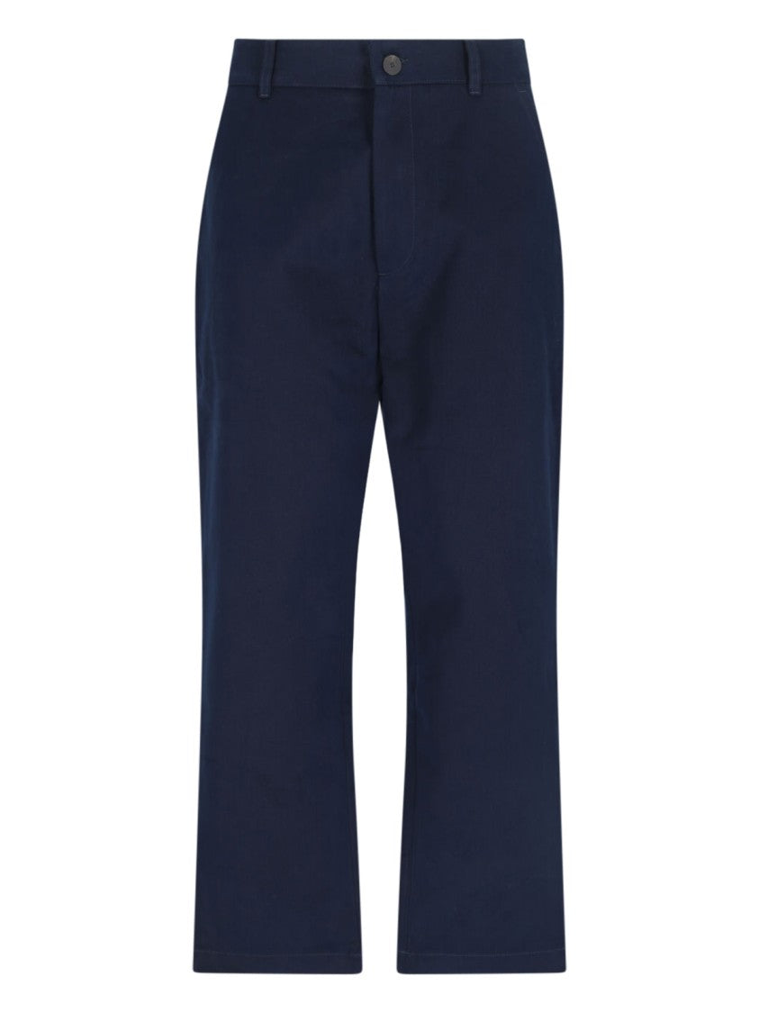 Studio Nicholson Wide Leg Trousers In Blue Cotton