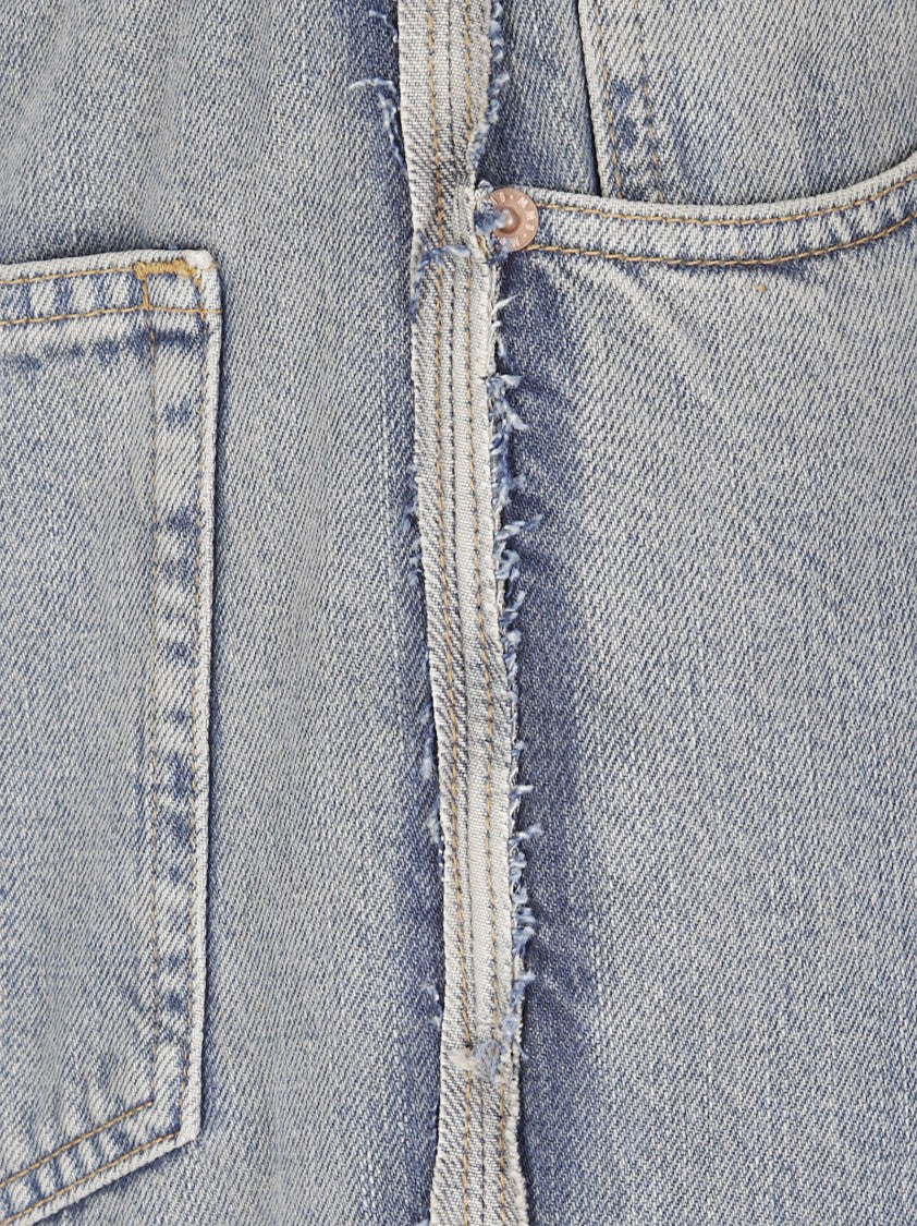 Mm6 By Maison Margiela Wide Straight Leg Trousers With Frayed Edges And Five-Pocket Design