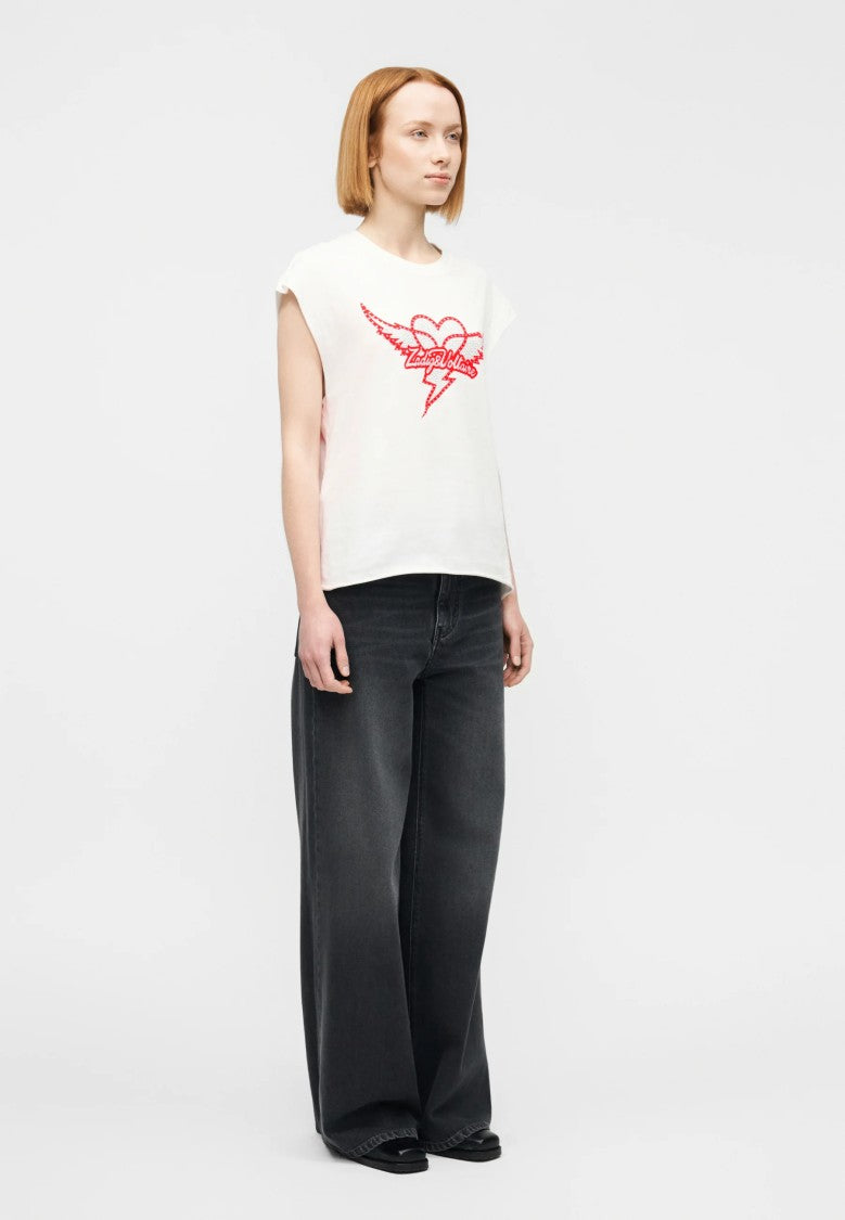 Zadig & Voltaire White Boxy Winged Heart Graphic Top