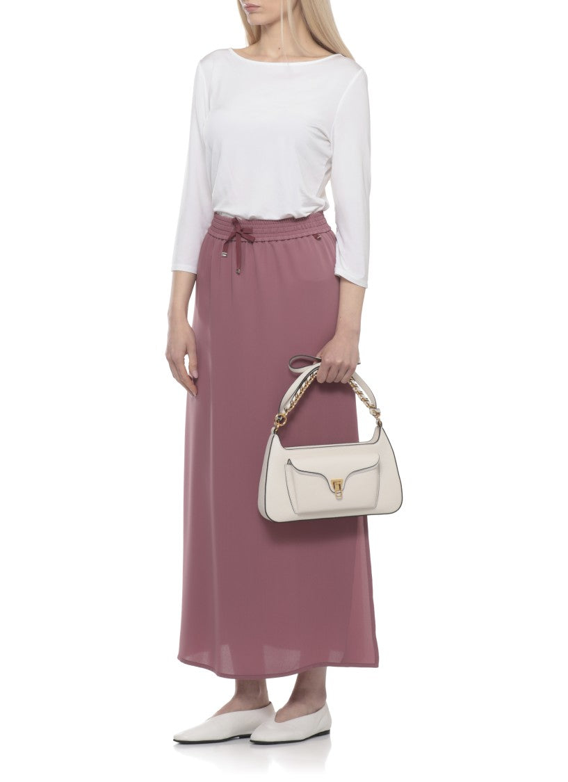 Coccinelle Ivory Leather Shoulder Bag With Gold-Tone Accents