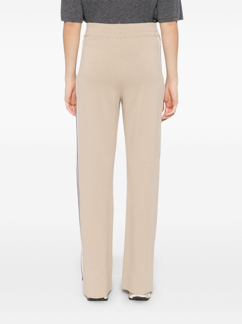 Autry High-Waisted Sand Trousers With Contrasting Stripes