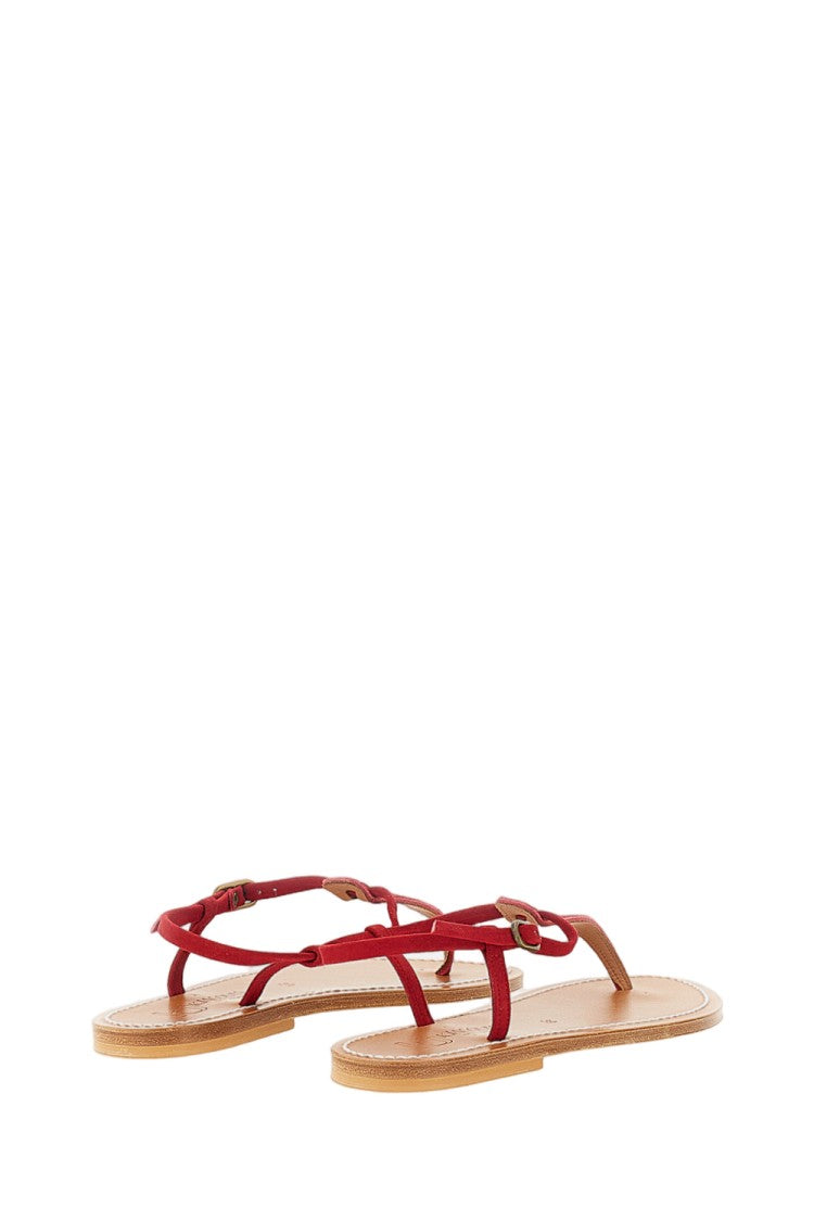 K Jacques St Tropez Red Picon Leather And Suede Sandals