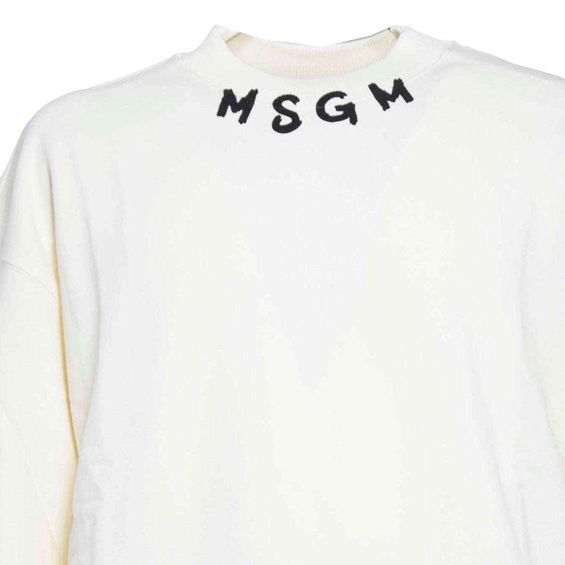 Msgm Cream Cotton Crewneck Sweatshirt