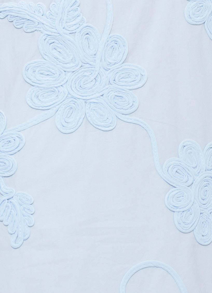 Rotate Floral Relief Mini Flared Dress With Crewneck And Side Zip