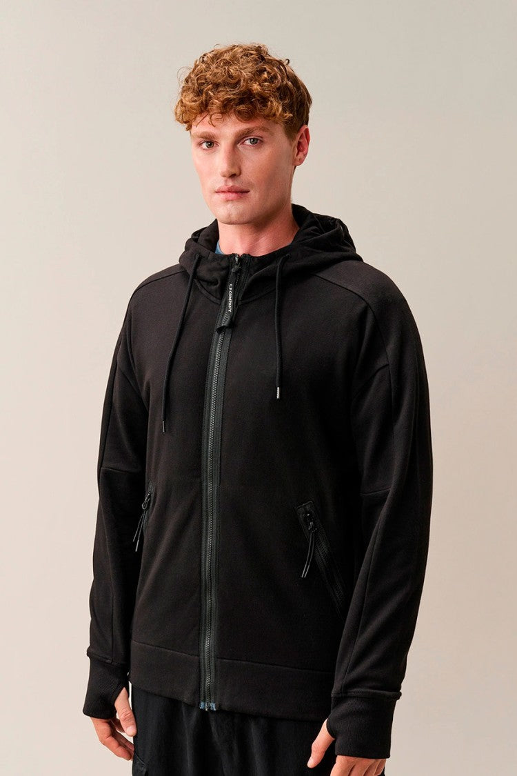 C.P. Company Black Goggle Lens Cotton Zip-Through Hoodie