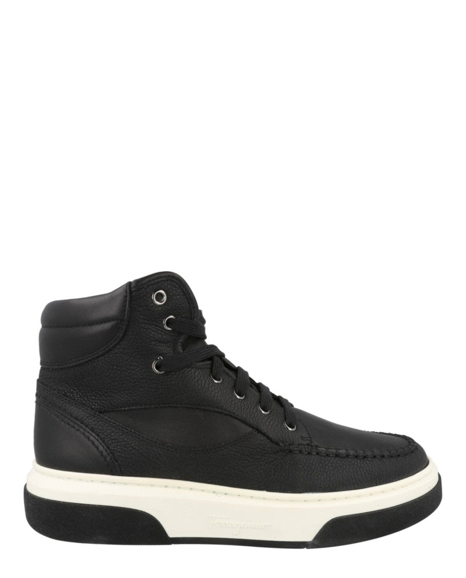 Ferragamo Cassina Leather High-Top Sneakers