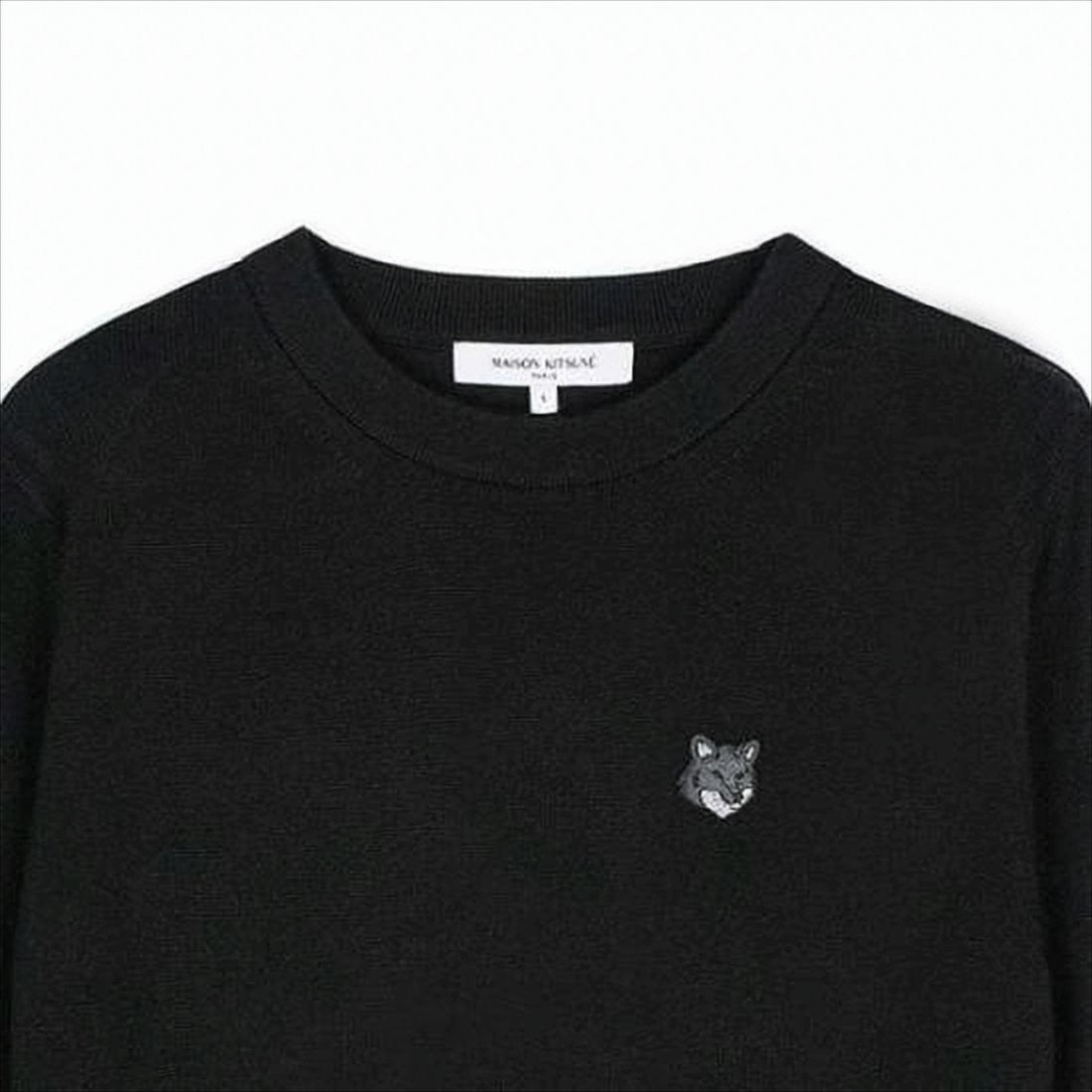 Maison Kitsuné Classic Black Wool Sweater With Embroidered Fox Detail