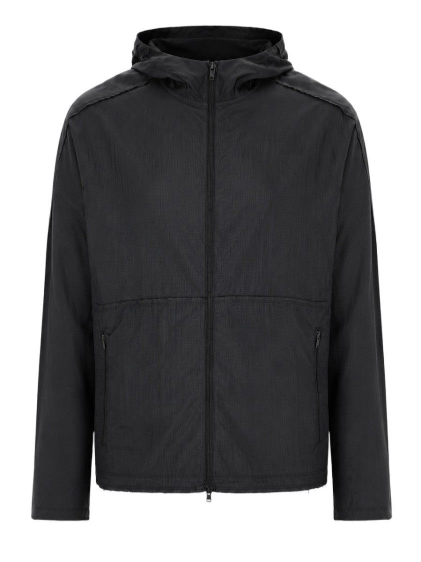 Y-3 Sleek Black Hooded Polyamide Sports Jacket