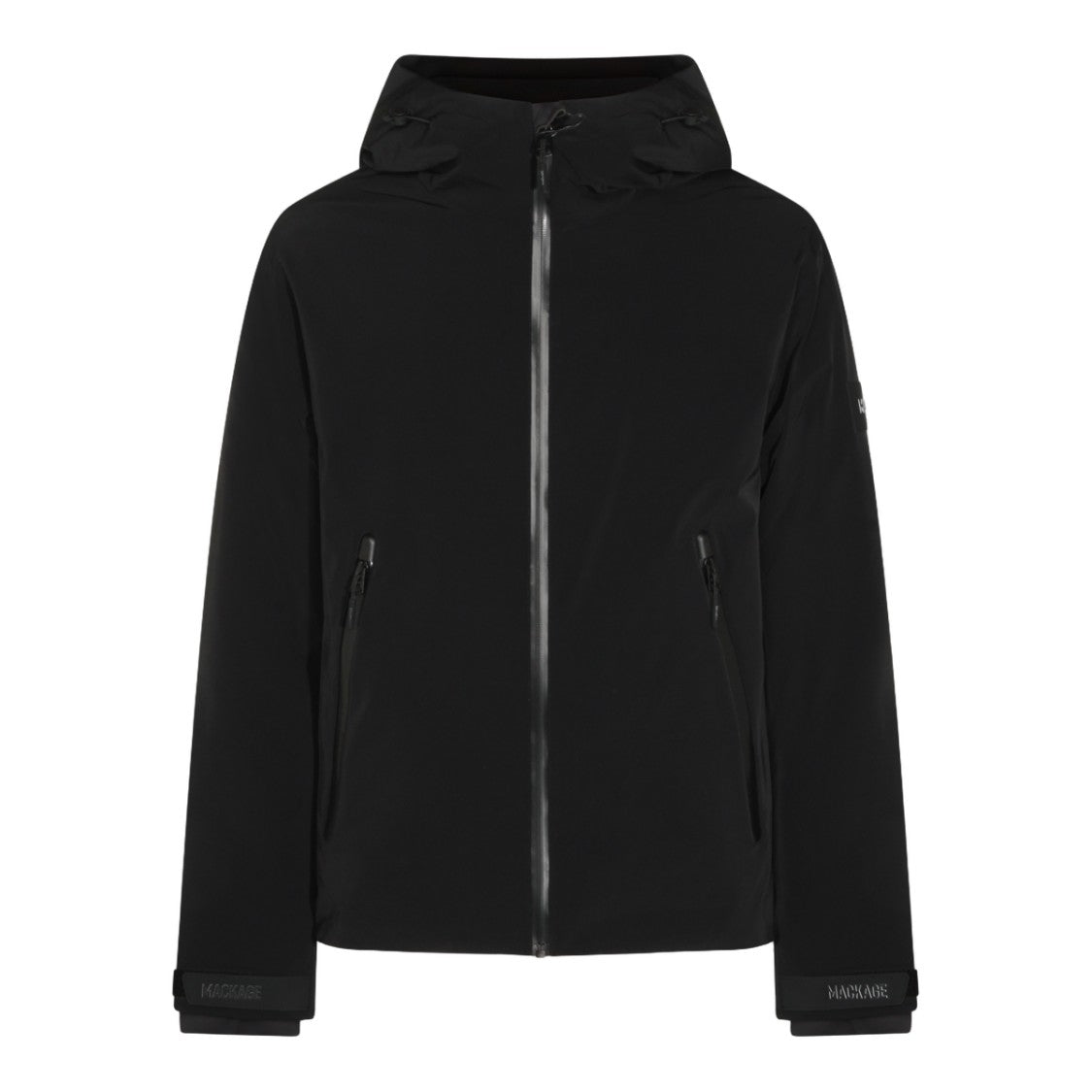 Mackage Black Hooded Jacket With Zippered Pockets