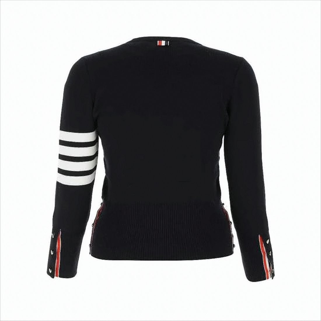 Thom Browne Textured Knit Sweater With Striped Detailing And Decorative Buttons