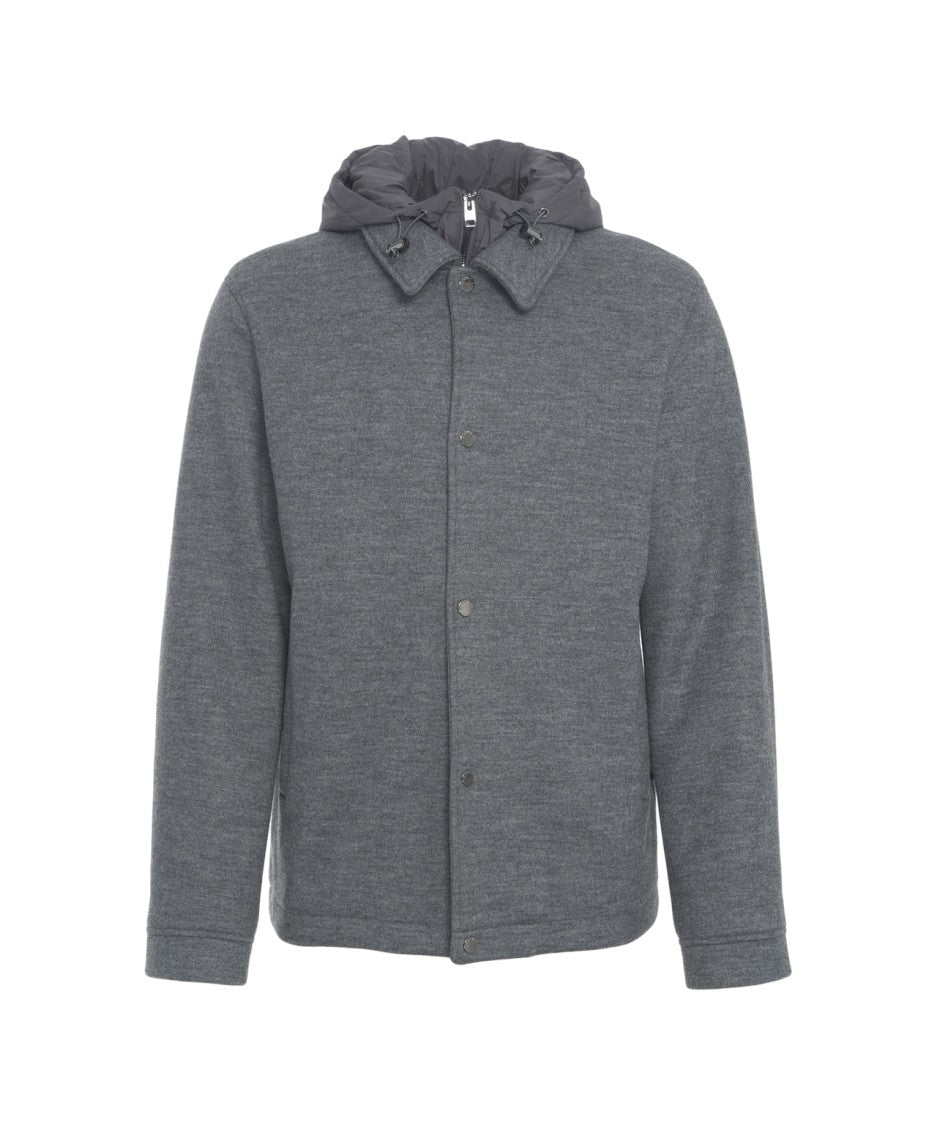 Woolrich Hooded Jacket With Classic Collar And Button Closure