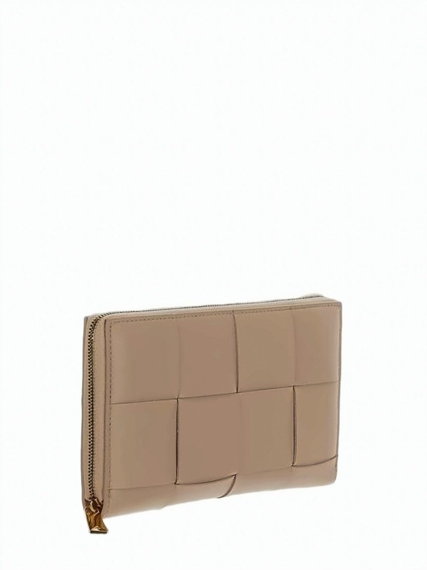 Bottega Veneta Rectangular Zip-Around Wallet With Woven Leather Exterior