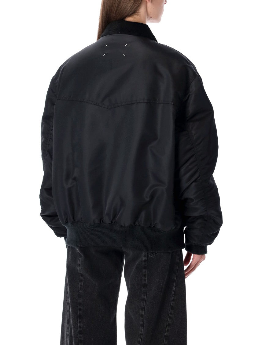 Maison Margiela Oversized Black Nylon Bomber Jacket